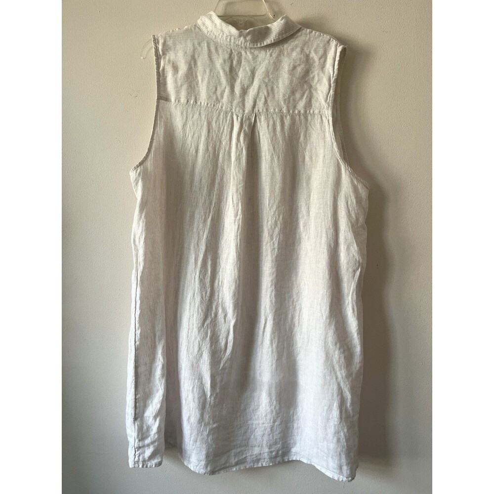Tahari 100% Linen Dress Oversized Sleeveless Natural Stripe Coastal Lagenlook - Picture 6 of 7